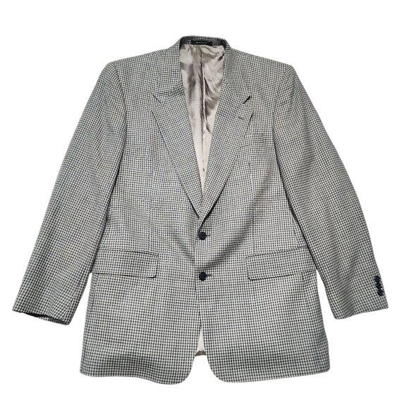 Monsieur Givenchy Mens Houndstooth Blazer Jacket Union Made Tan & Black Size L - Picture 14 of 14